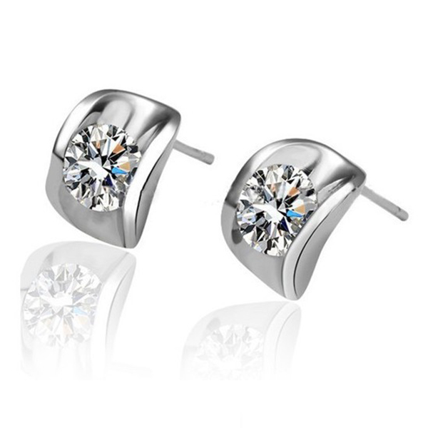 7mm Crystal Earrings Rhodium Plated with Czech Crystals