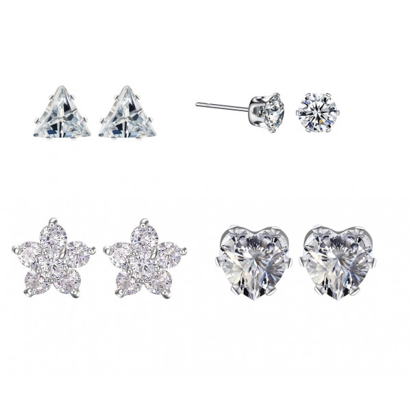 Set of Four Crystal Stud Earrings