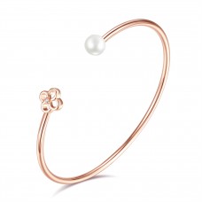 Diamond and Freshwater Pearl Flower Bangle CTTW 0.015