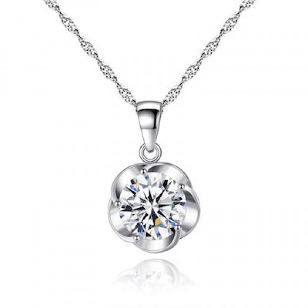 Crystal Solitaire Flower Pendant Made with Crystals from Swarovski®