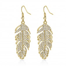 18k Rose Gold Plated Feather Drop Earrings Made with crystals from Swarovski®