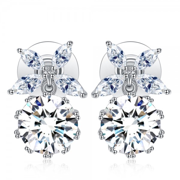 Petal Top Crystal Earrings