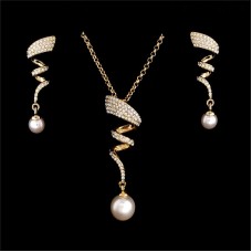 Crystal Spiral & Pearl Drop Set
