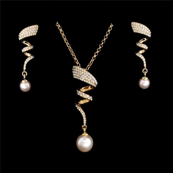 Crystal Spiral & Pearl Drop Set