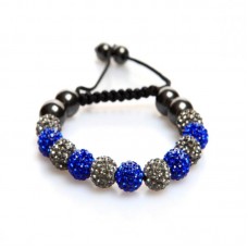 Graphite and Royal Blue Crystal & Magnetic Haematite Bracelet