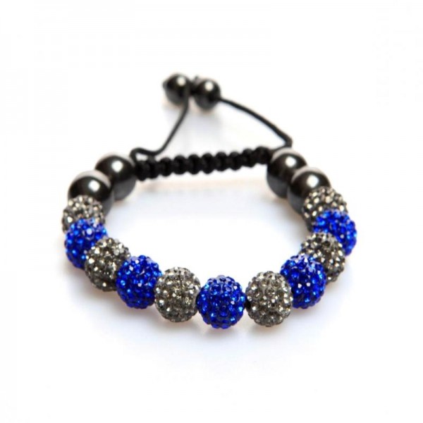 Graphite and Royal Blue Crystal & Magnetic Haematite Bracelet