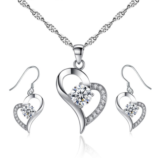 Heart Shaped Crystal & Rhodium Plated Plating made with fine Austrian Crystals