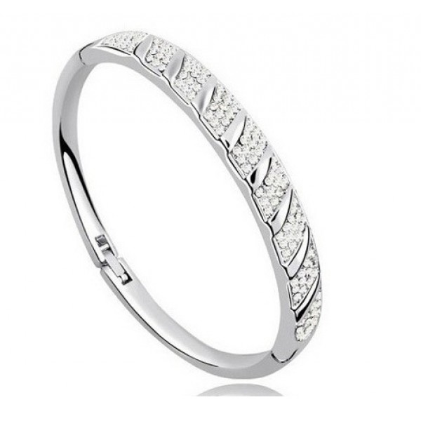Rhodium Plated Bangle encrusted with crystals from Swarovski®