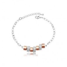 Rhodium Plated and Bronze Seven hoop Ring Bracelet