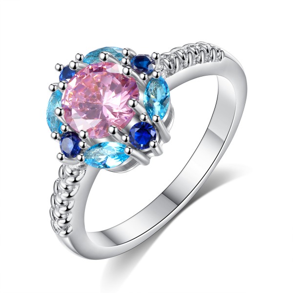 Synthetic Sapphire Princess Ring
