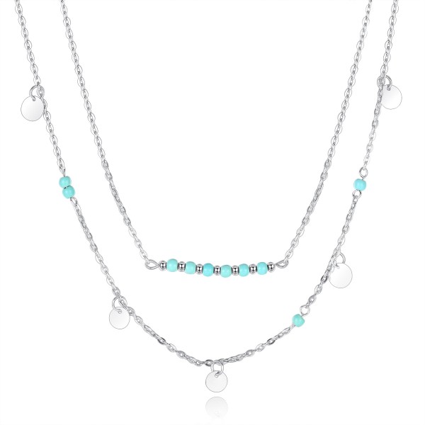 Silver Tone and Turquoise Summer Necklace