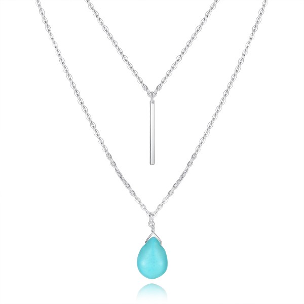 Silver Tone and Turquoise Summer Necklace