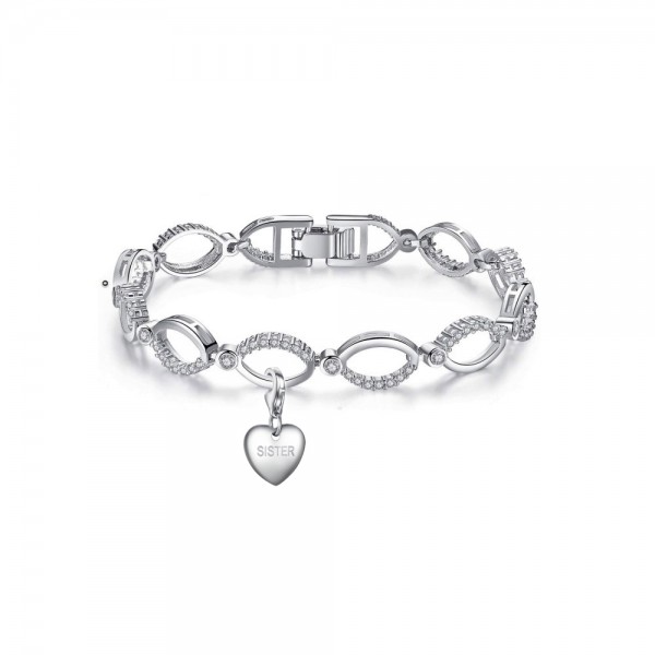 Crystal Hoop Link Bracelet & Mum Charm made with Crystals from Swarovski®