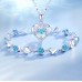 Love Heart Crystal Set - Necklace and Bracelet in Clear or Blue