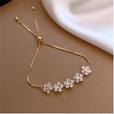 Crystal Flower Petals Women's Adjustable Bracelet - Fashion Jewellery Accessories