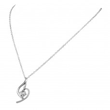 Clear Rhodium Plated Ring Swirl Pendant Made with Czech Crystals