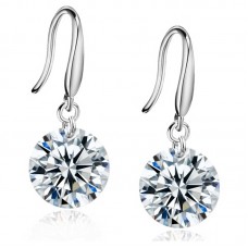 Rhodium Plated 8mm Drop Earrings with crystals from Swarovski®
