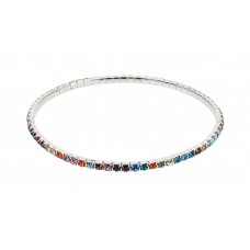 Single Row Multi Coloured Ankle Tennis Bracelet made with Cubic zirconia Crystals & Sterling Silver