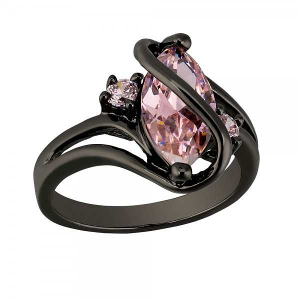 2.5 CARAT Marquis Cut Pink Lab-Created Sapphire 10K Black Gold Filled Ring