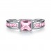 2.5 CARAT Pink Lab-Created Sapphire Princess Cut Rhodium Plated Ring
