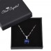 BRILLIANT CUT BLUE LAB-CREATED SAPPHIRE RHODIUM PLATED EARRINGS AND PENDANT SET