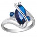 2.5 CARAT Marquis Cut Blue Lab-Created Sapphire Rhodium Plated Ring