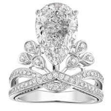 3.0 CARAT Pear Cut Lab-Created Sapphire Rhodium Plated Ring