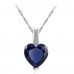 2.33 CARAT Blue Heart Cut Lab-Created Sapphire Gem Rhodium Plated Pendant