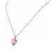 2.33 CARAT Pink Heart Cut Lab-Created Sapphire Rhodium Plated Pendant