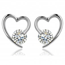 Brilliant Cut Clear Lab-Created Sapphire Rhodium Plated Earrings