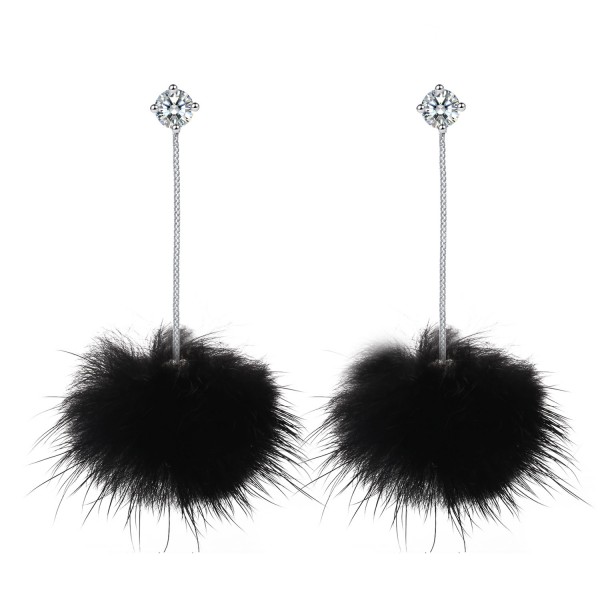 Black Pom Pom Earrings with crystals from Swarovski®
