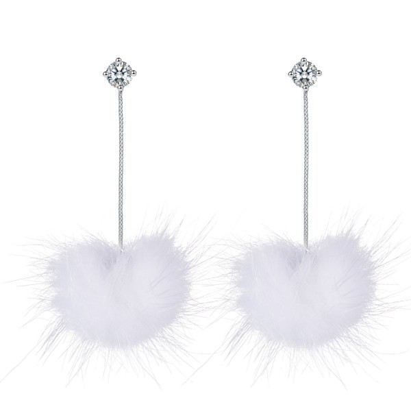 White Pom Pom Earrings with crystals from Swarovski®