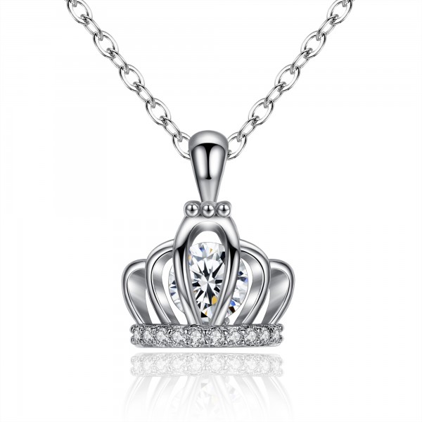 1.5 CARAT ROYAL CROWN CLEAR LAB-CREATED SAPPHIRE PENDANT