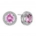 BRILLIANT CUT PINK LAB-CREATED SAPPHIRE RHODIUM PLATED EARRINGS
