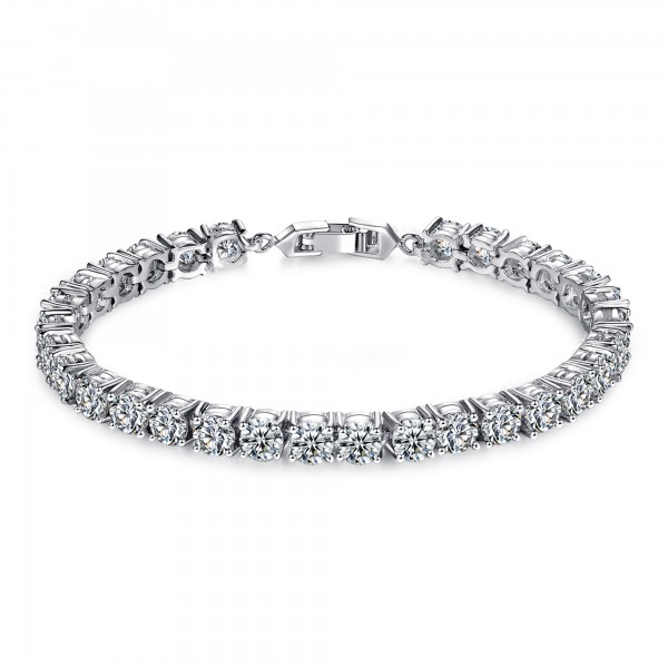 7ct Brilliant Cut Lab-Created Sapphire Rhodium Plated Tennis Bracelet