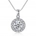 Clear Rhodium Plated Ring Circle Solitaire Pendant & Earring Set