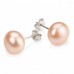 Pink Freshwater Pearl Earrings Set with Sterling Silver