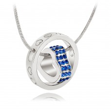 Crystal Heart  & Rhodium Plated Royal Blue Ring Pendant